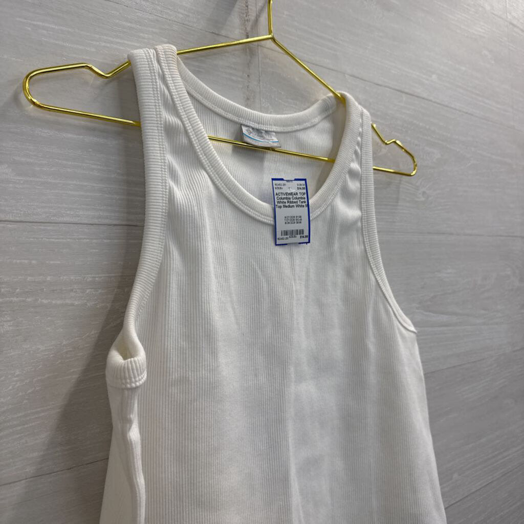 Columbia White Ribbed Tank Top Medium