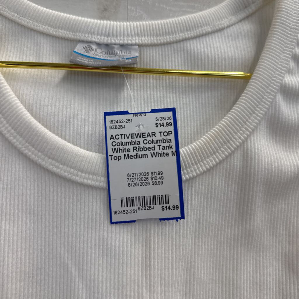 Columbia White Ribbed Tank Top Medium