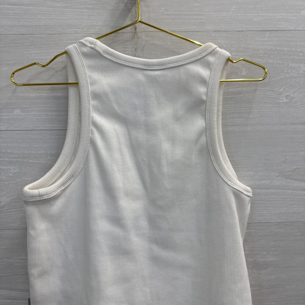 Columbia White Ribbed Tank Top Medium
