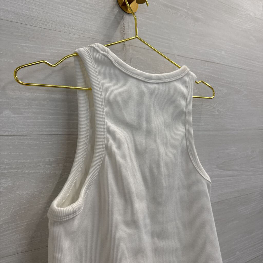 Columbia White Ribbed Tank Top Medium