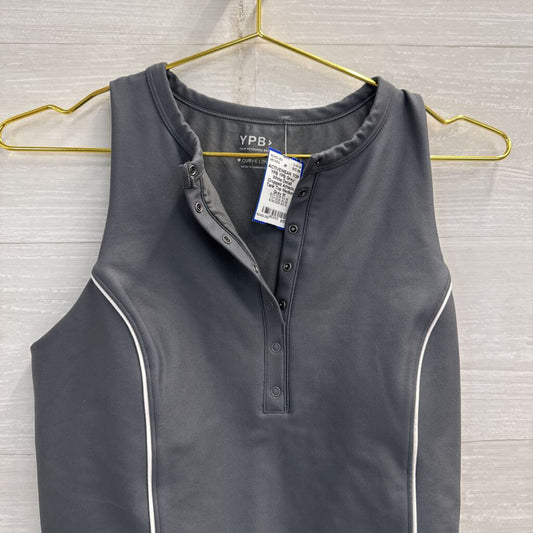 YPB Grey/ White Detail Cropped Athletic Tank Top Medium