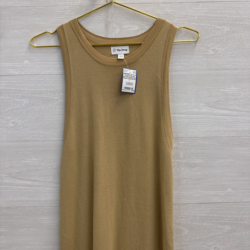 The Drop Brown Knit Sleeveless Maxi Dress Large
