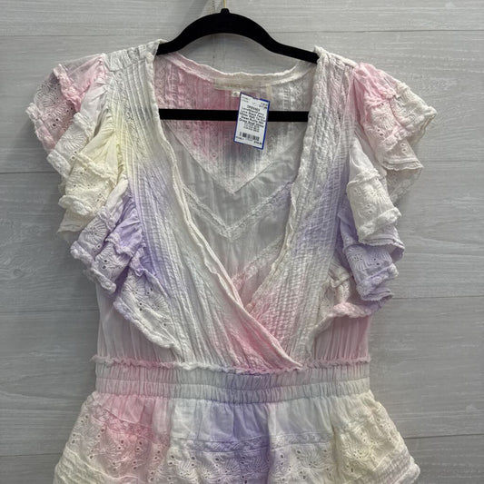 Love Shack Fancy White/ Multi Tie Dye Gwen Ruffle Mini Dress Small