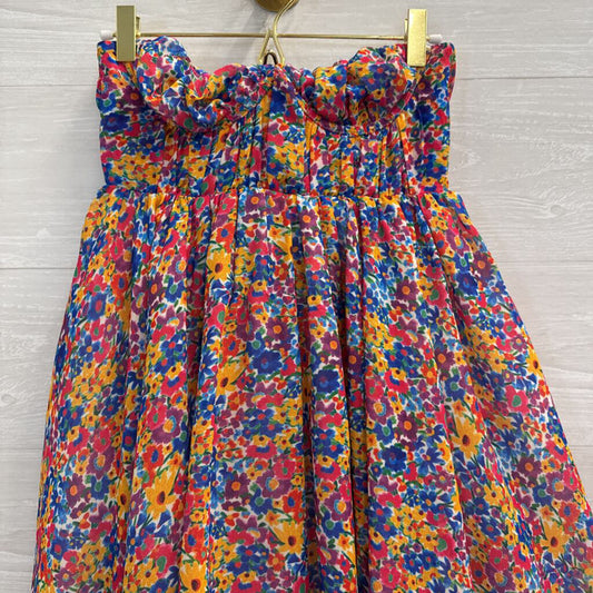 For Love and Lemons Multi Color Floral Strapless Corset Mini Dress Extra Small