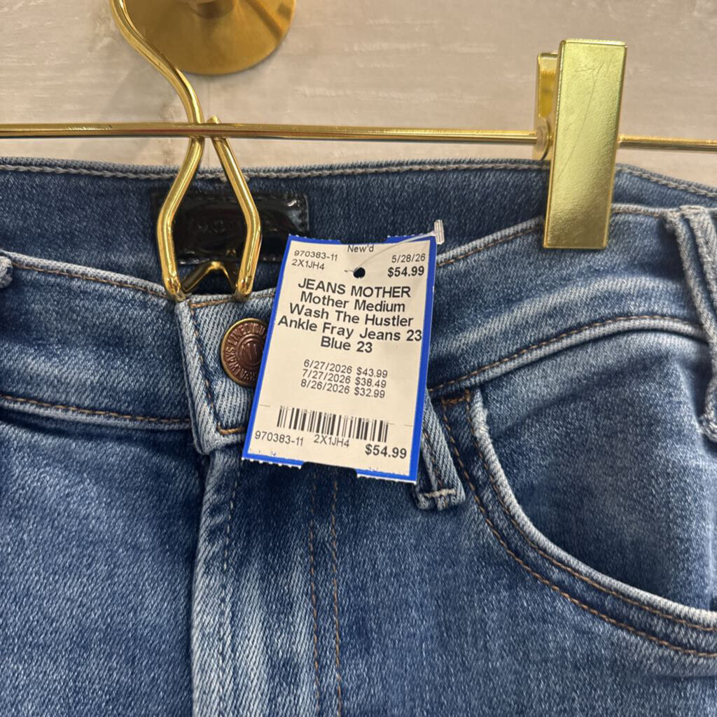 Mother Medium Wash The Hustler Ankle Fray Jeans 23