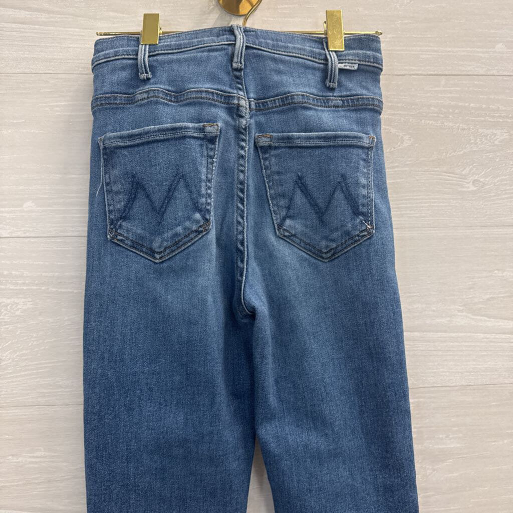 Mother Medium Wash The Hustler Ankle Fray Jeans 23