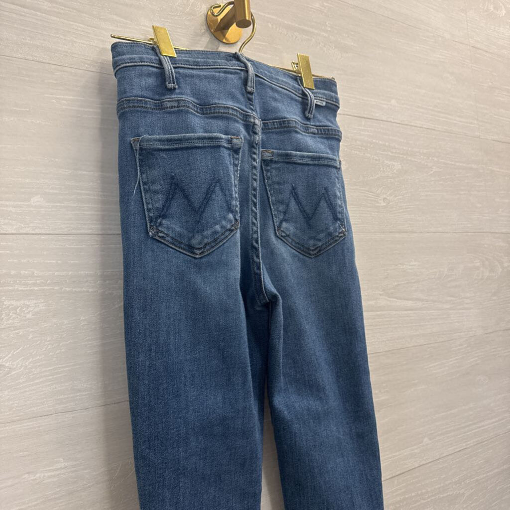 Mother Medium Wash The Hustler Ankle Fray Jeans 23