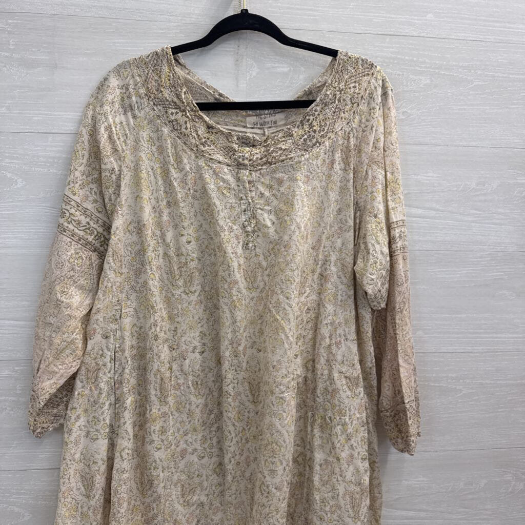 Magnolia Pearl Cream/ Multi Print Long Sleeve Dress One Size