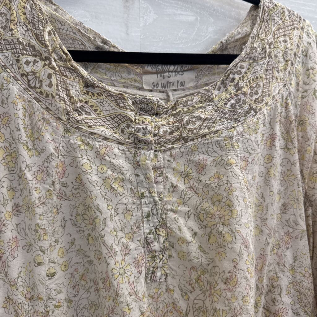 Magnolia Pearl Cream/ Multi Print Long Sleeve Dress One Size