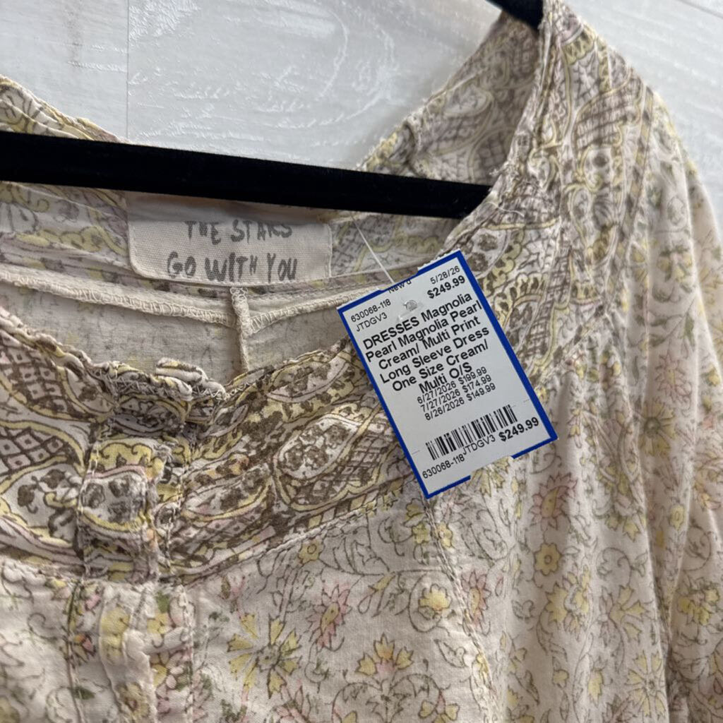 Magnolia Pearl Cream/ Multi Print Long Sleeve Dress One Size