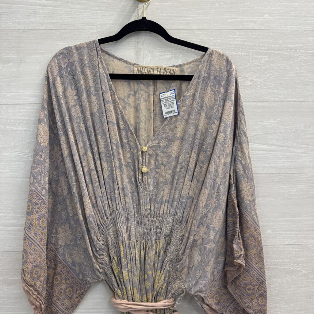 Magnolia Pearl Hera Gathered Waist Long Sleeve Maxi Dress One Size