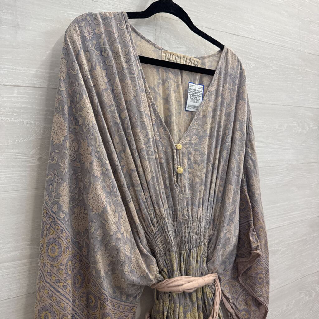 Magnolia Pearl Hera Gathered Waist Long Sleeve Maxi Dress One Size