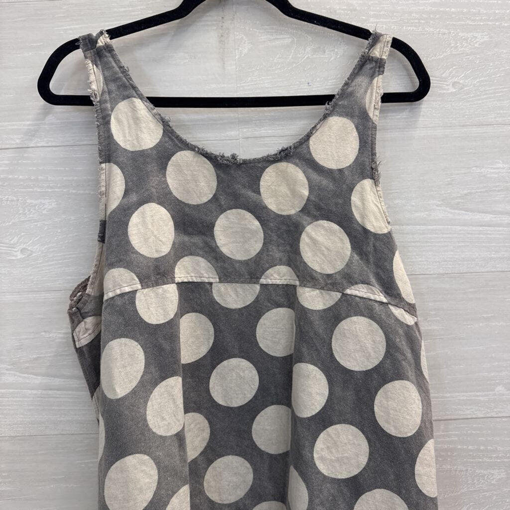 Magnolia Pearl Grey/ Cream Polka Dot Sleeveless Shift Dress One Size