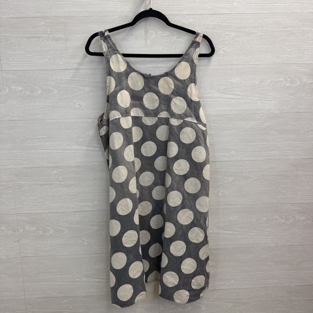 Magnolia Pearl Grey/ Cream Polka Dot Sleeveless Shift Dress One Size