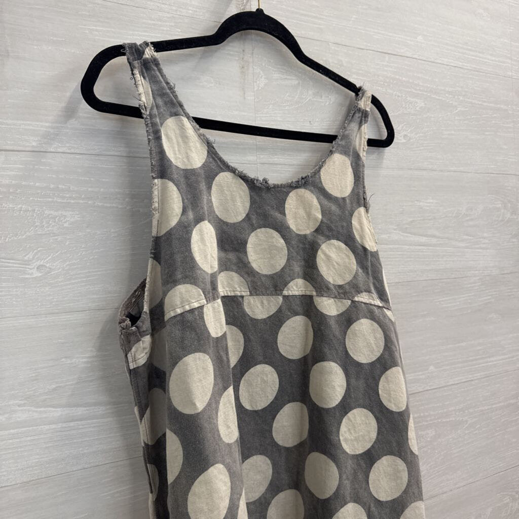 Magnolia Pearl Grey/ Cream Polka Dot Sleeveless Shift Dress One Size
