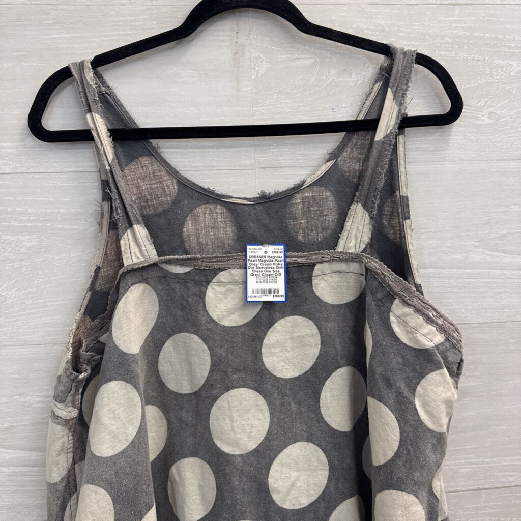 Magnolia Pearl Grey/ Cream Polka Dot Sleeveless Shift Dress One Size