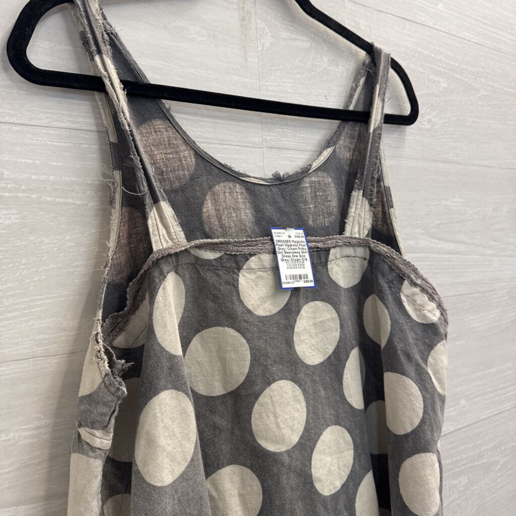 Magnolia Pearl Grey/ Cream Polka Dot Sleeveless Shift Dress One Size