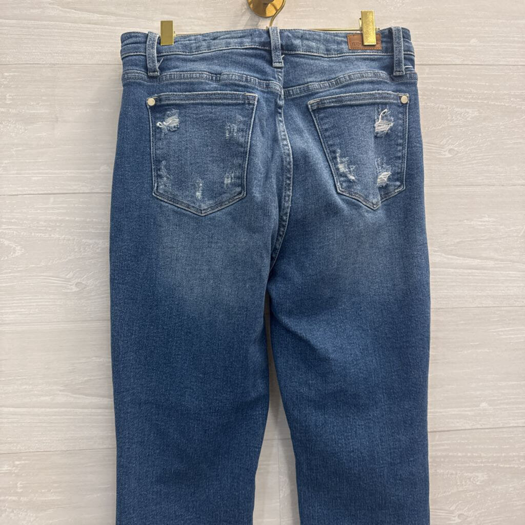 Judy Blue Medium Wash Straight Leg Rainbow Embroidered Jeans 29