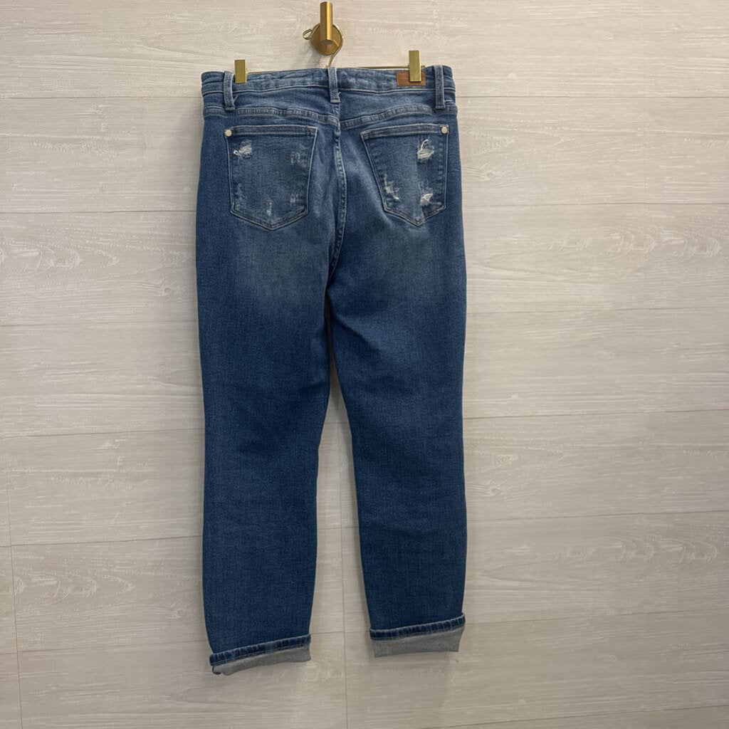 Judy Blue Medium Wash Straight Leg Rainbow Embroidered Jeans 29