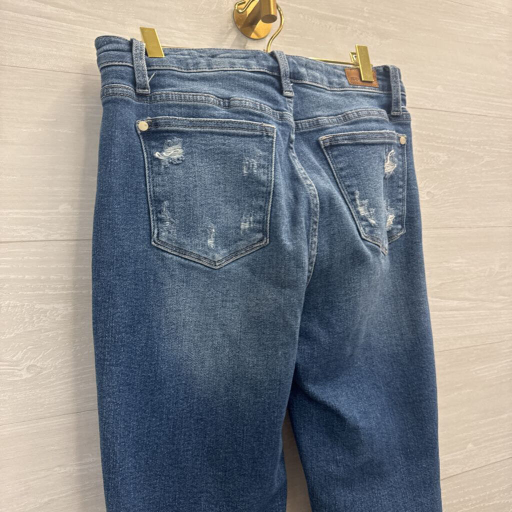 Judy Blue Medium Wash Straight Leg Rainbow Embroidered Jeans 29