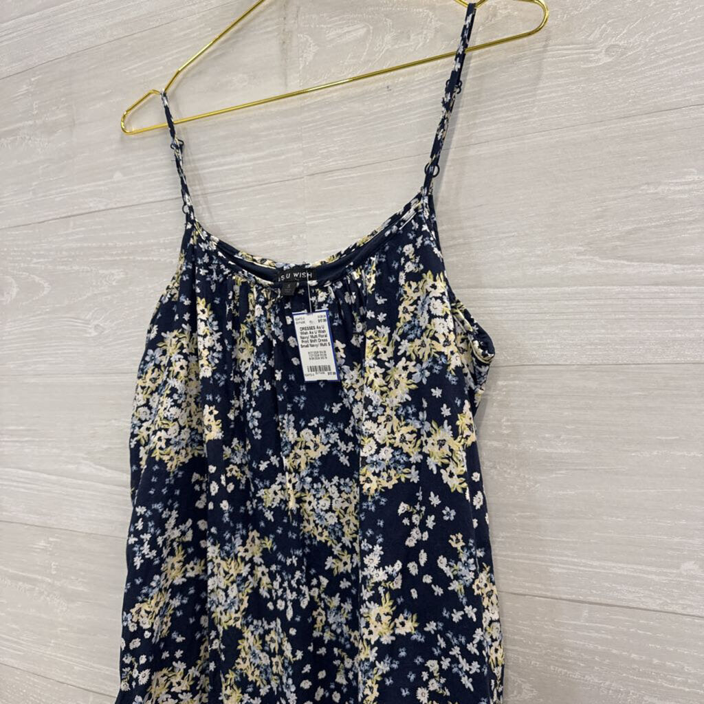 As U Wish Navy/ Multi Floral Print Shift Dress Small