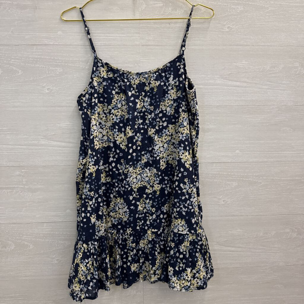 As U Wish Navy/ Multi Floral Print Shift Dress Small