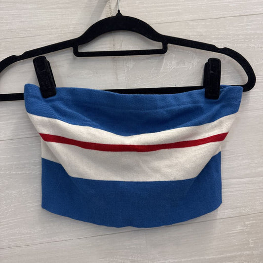 Blue/ White/ Red Stripe Strapless Tube Top Large