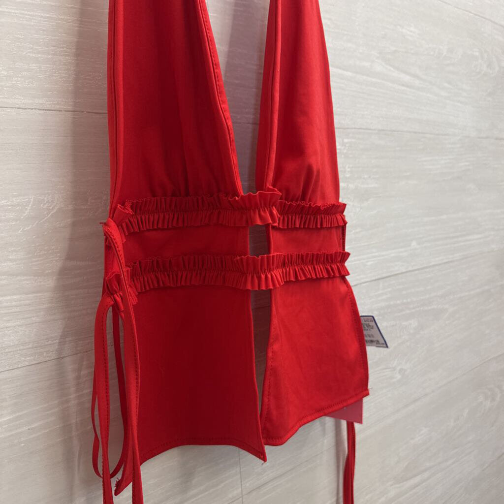 Edikted Red Silky Halter Neck Top Large