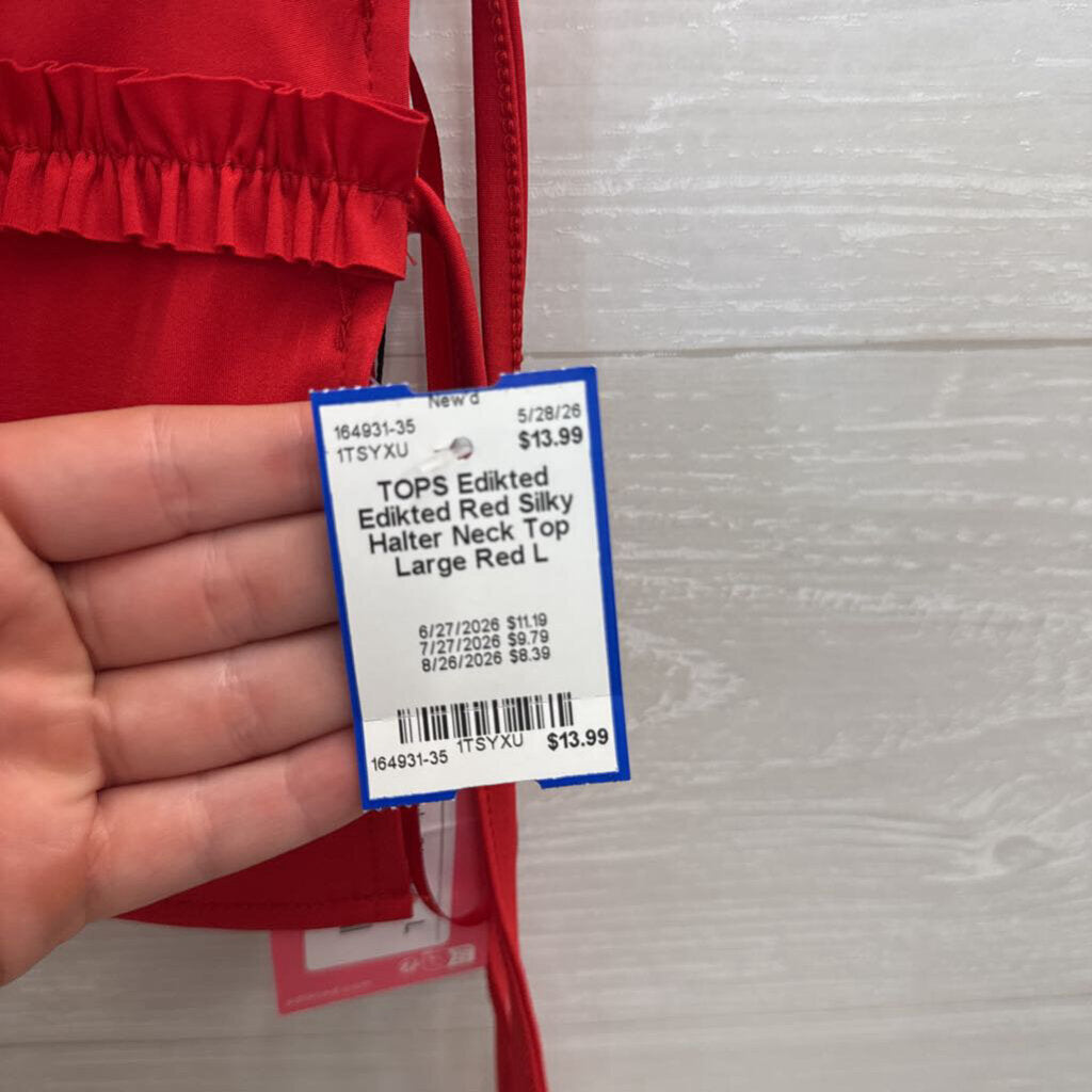 Edikted Red Silky Halter Neck Top Large