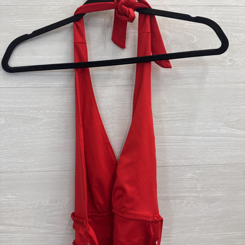 Edikted Red Silky Halter Neck Top Large