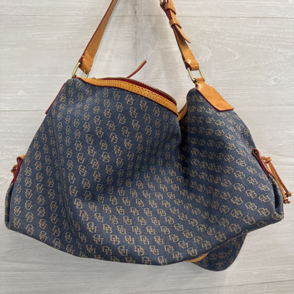 Dooney and Bourke Blue Denim Logo Shoulder Purse