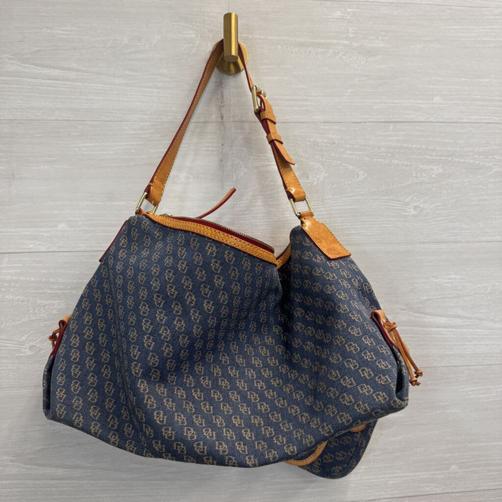 Dooney and Bourke Blue Denim Logo Shoulder Purse