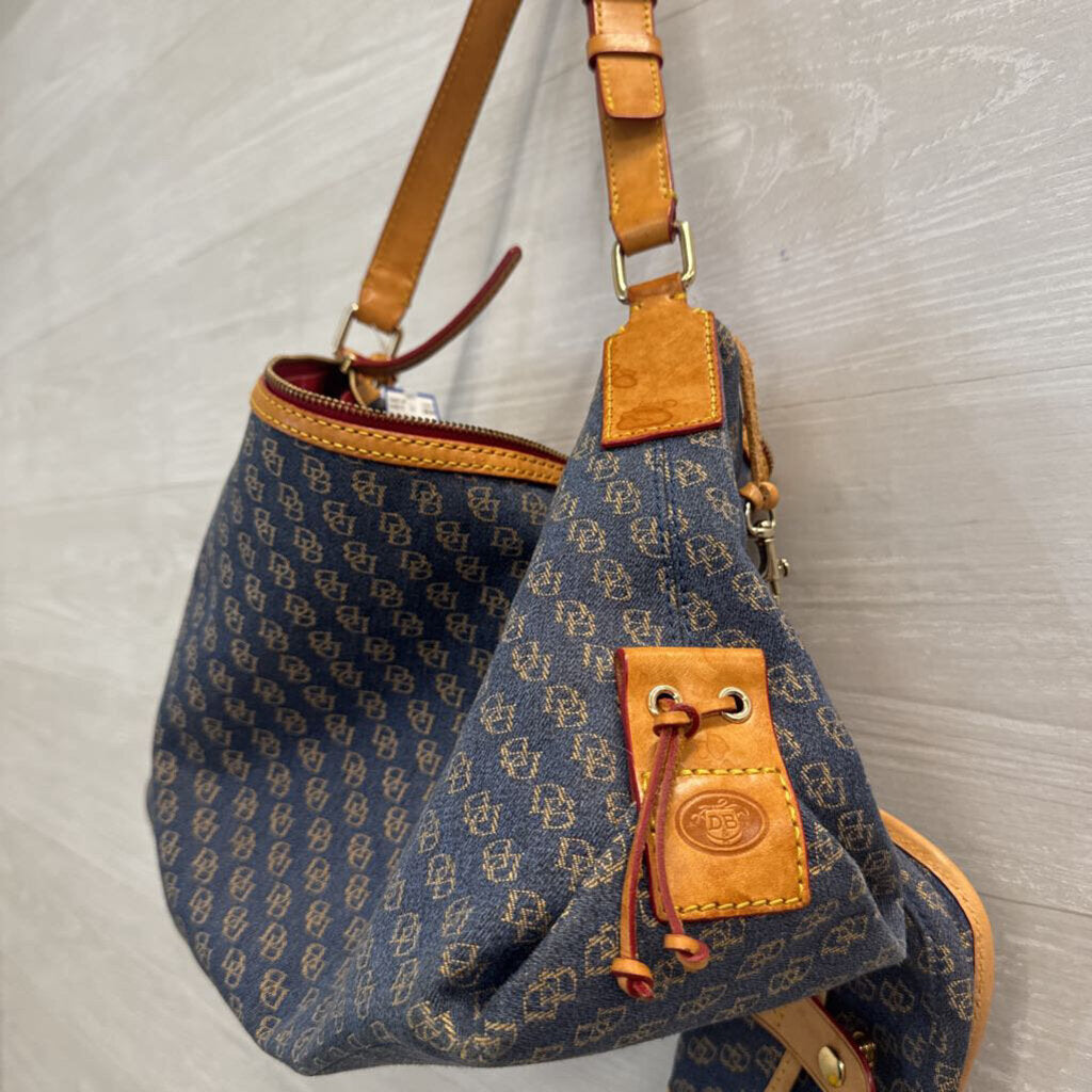 Dooney and Bourke Blue Denim Logo Shoulder Purse