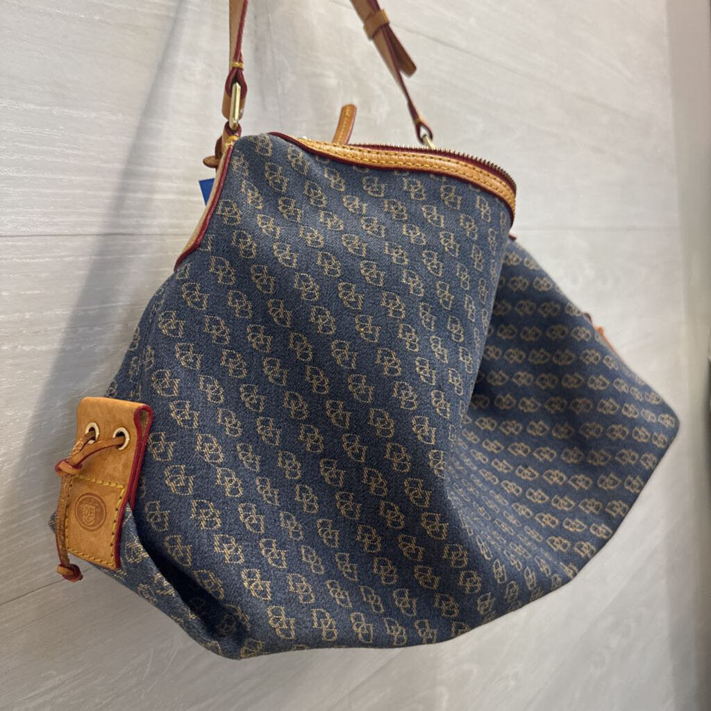 Dooney and Bourke Blue Denim Logo Shoulder Purse