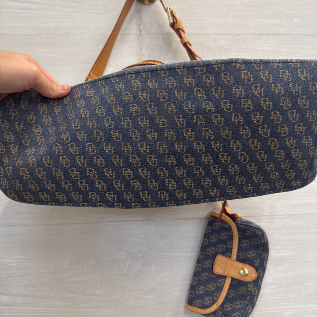 Dooney and Bourke Blue Denim Logo Shoulder Purse