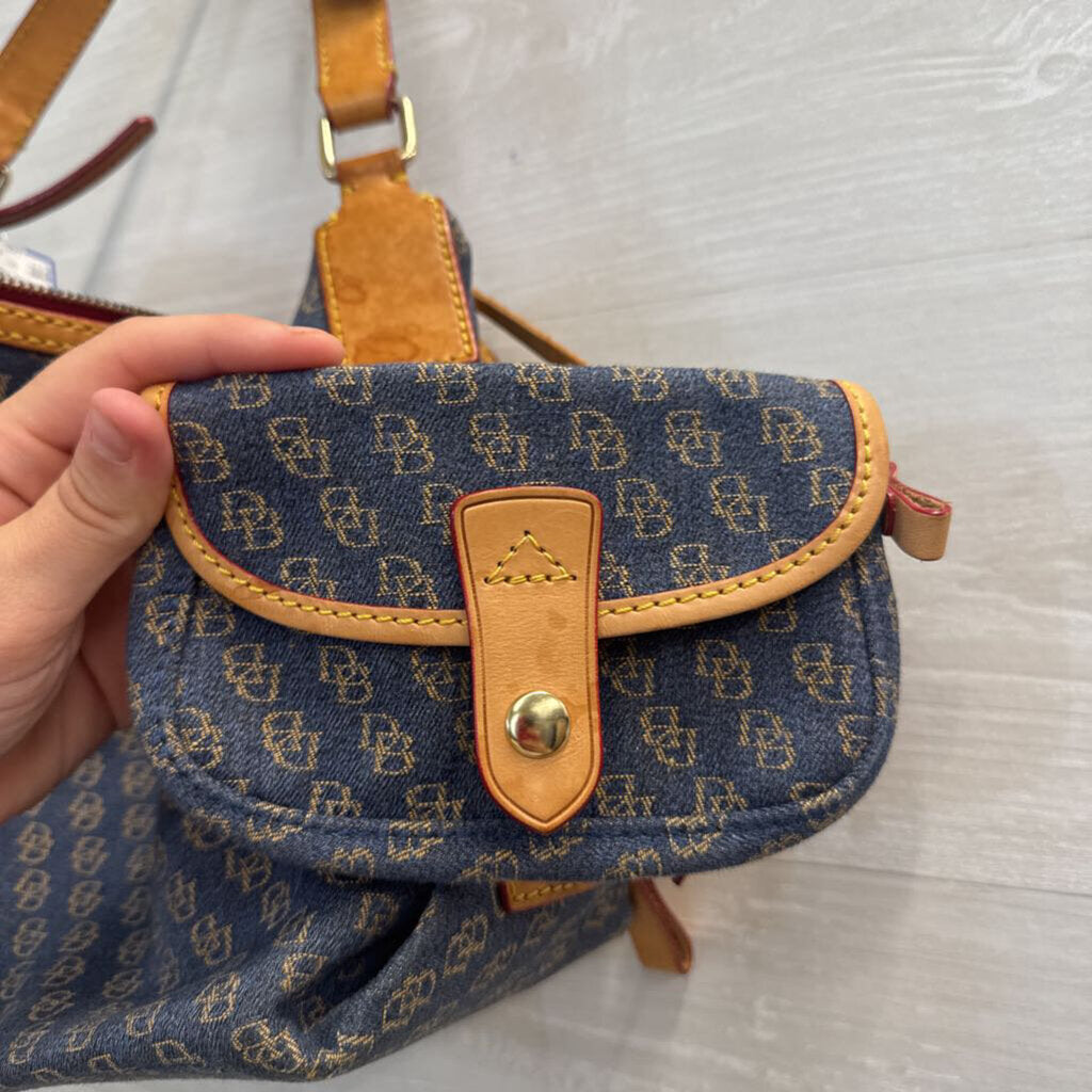 Dooney and Bourke Blue Denim Logo Shoulder Purse
