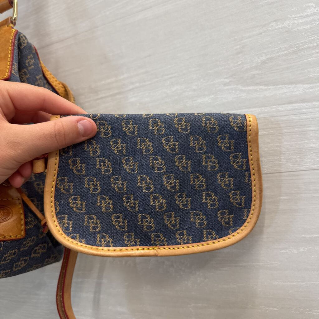 Dooney and Bourke Blue Denim Logo Shoulder Purse