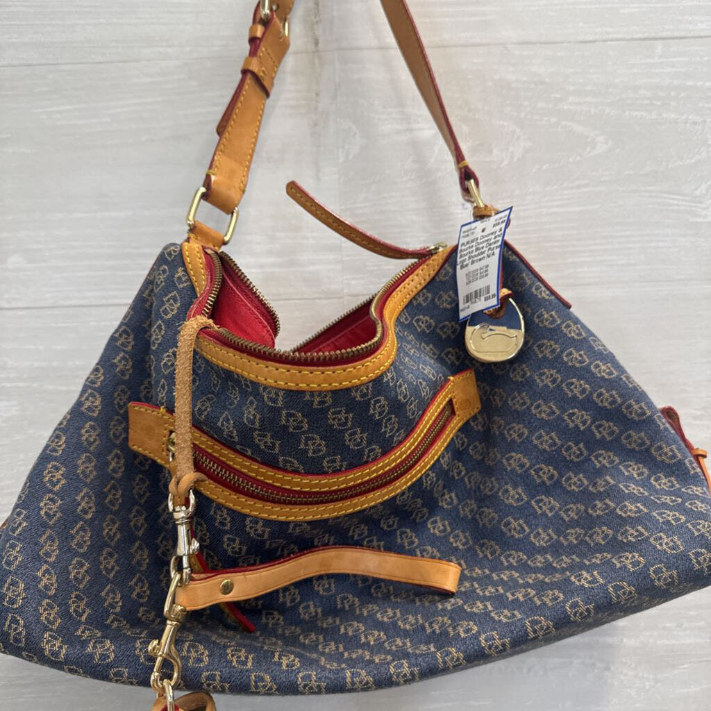 Dooney and Bourke Blue Denim Logo Shoulder Purse