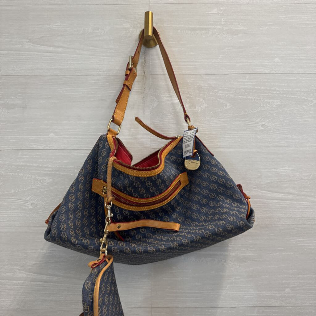 Dooney and Bourke Blue Denim Logo Shoulder Purse