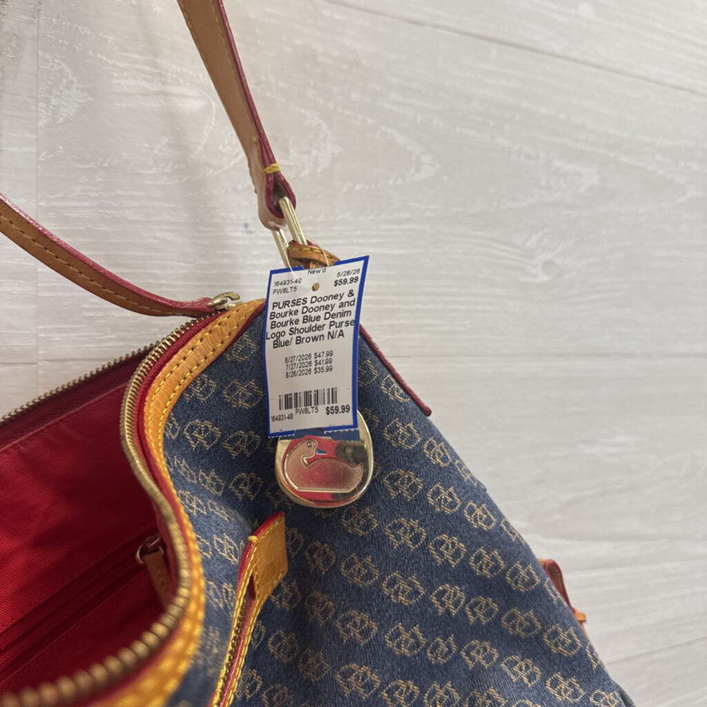 Dooney and Bourke Blue Denim Logo Shoulder Purse