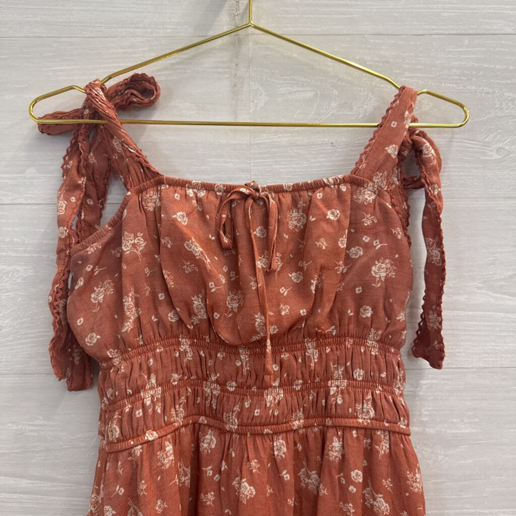Trixxi Orange/ Beige Floral Print Dress Extra Large