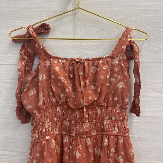 Trixxi Orange/ Beige Floral Print Dress Extra Large