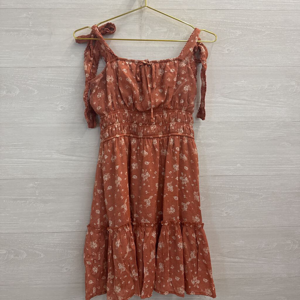 Trixxi Orange/ Beige Floral Print Dress Extra Large