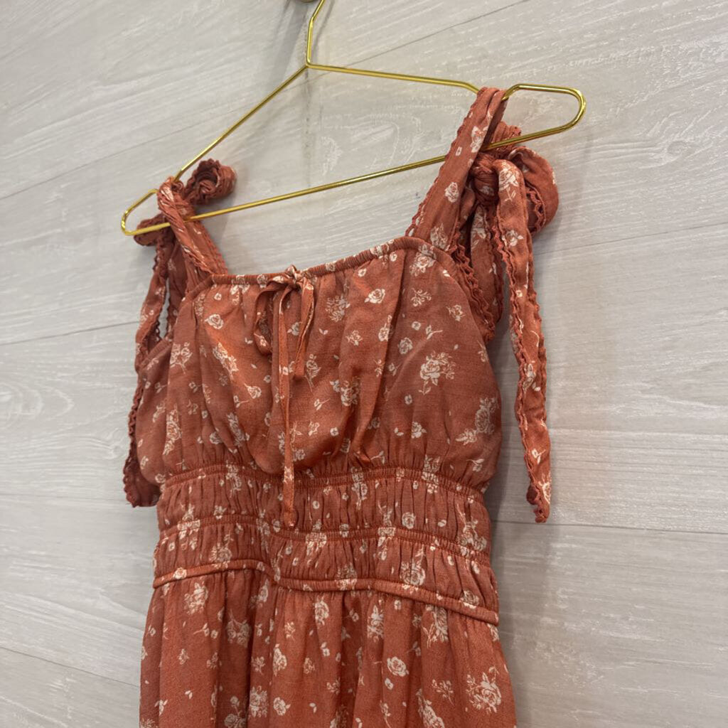 Trixxi Orange/ Beige Floral Print Dress Extra Large