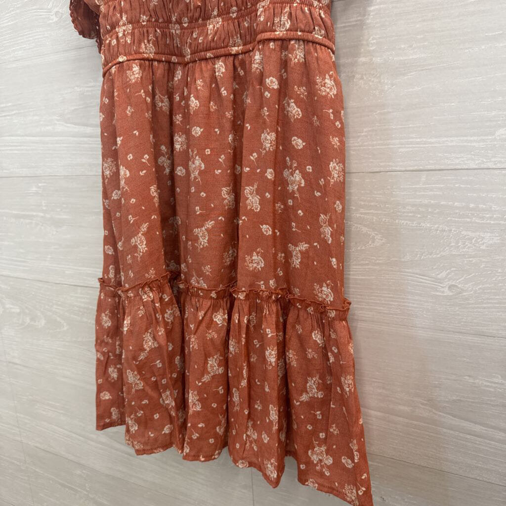 Trixxi Orange/ Beige Floral Print Dress Extra Large