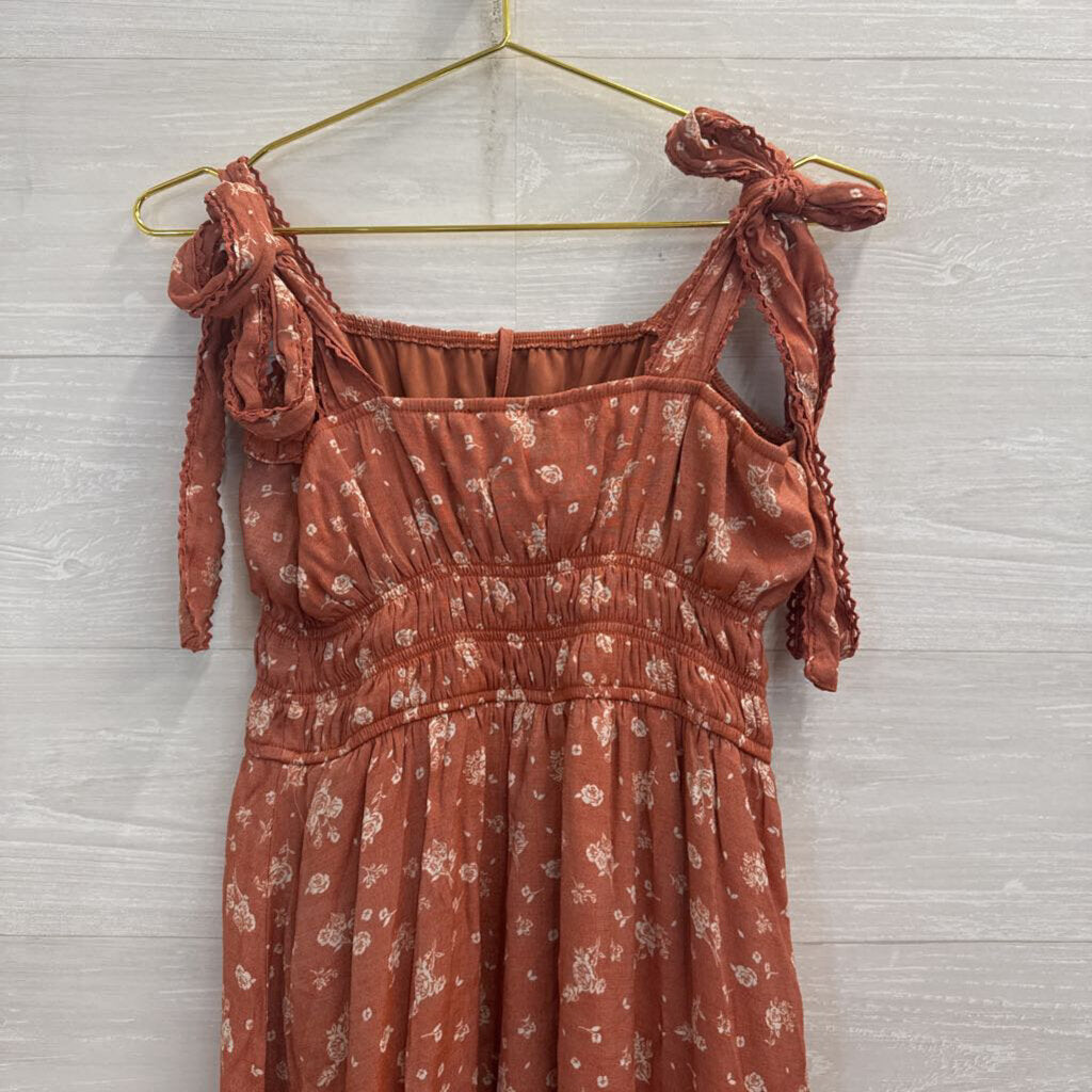 Trixxi Orange/ Beige Floral Print Dress Extra Large