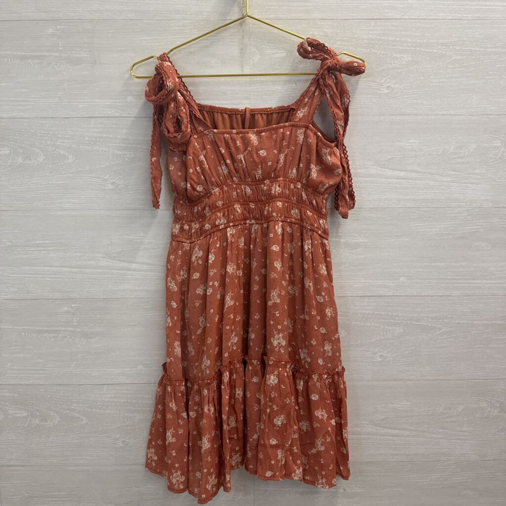 Trixxi Orange/ Beige Floral Print Dress Extra Large