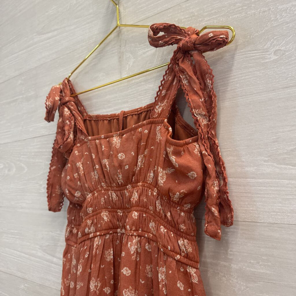 Trixxi Orange/ Beige Floral Print Dress Extra Large