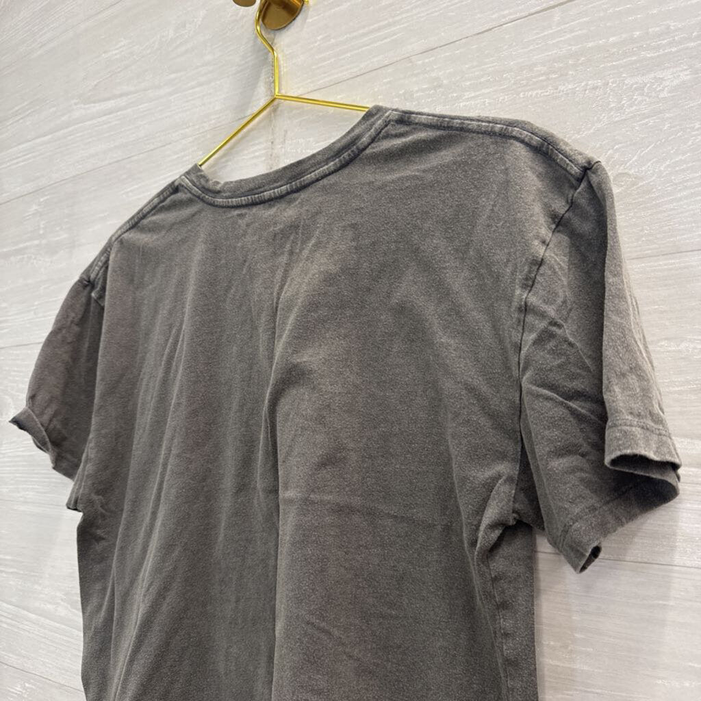 Grey Cropped Print Short Sleeve Graphic Tee Extra Large