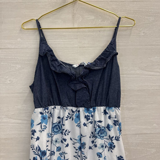 PatPat White/ Blue Floral Print Midi Dress Extra Large